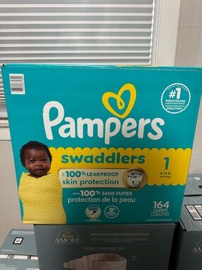 Pampers Swaddlers Size 1 Baby Diapers - Teal & Yellow